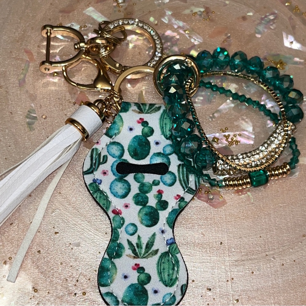 Green Cactus Bracelet Keychain